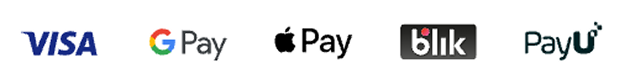 Visa, Google Pay, Apple Pay, Blik, PayU